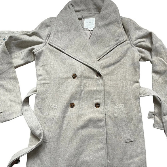 NWT Avec Les Filles Belted Wool Trench Coat Size M - Picture 7 of 10
